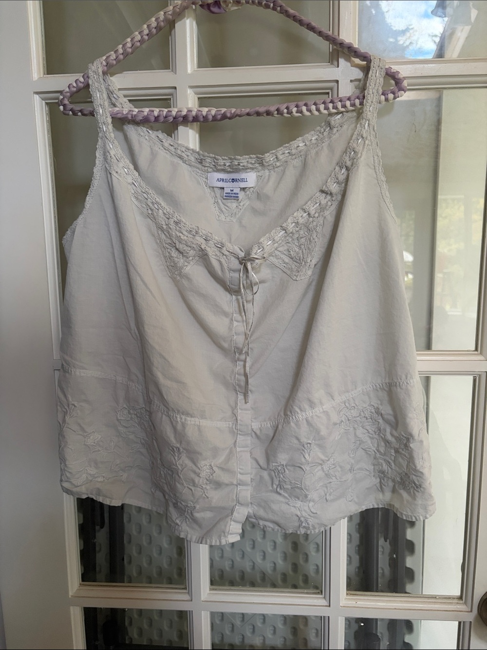 April Cornell Maiden Lace-Trim Cotton Camisole Top